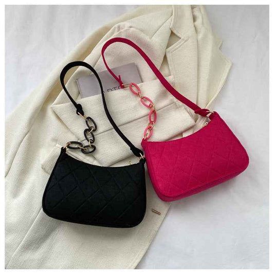 French Niche Design Bag Women's All-match High-end Chain Shoulder Handbag Felt Underarm Bag