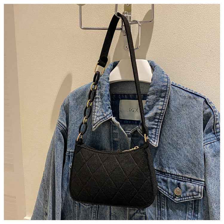French Niche Design Bag Women's All-match High-end Chain Shoulder Handbag Felt Underarm Bag