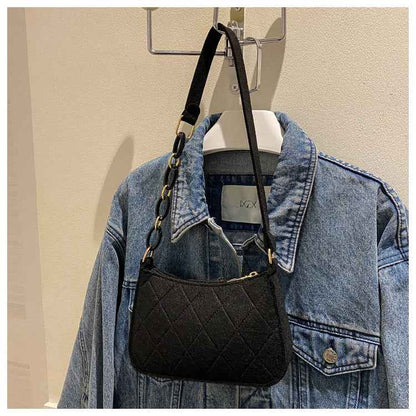 French Niche Design Bag Women's All-match High-end Chain Shoulder Handbag Felt Underarm Bag