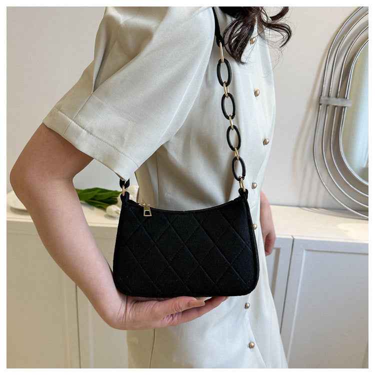 French Niche Design Bag Women's All-match High-end Chain Shoulder Handbag Felt Underarm Bag