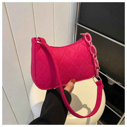 French Niche Design Bag Women's All-match High-end Chain Shoulder Handbag Felt Underarm Bag