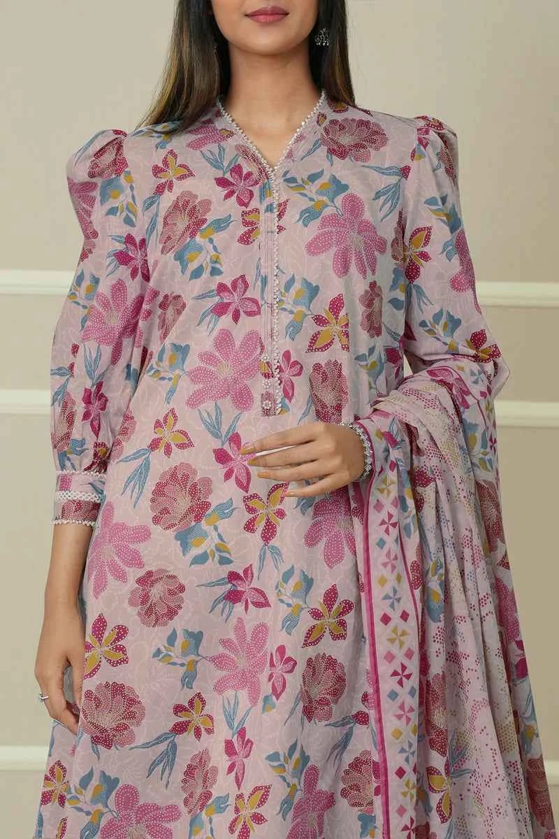 Unstitched Printed Lawn 3 Piece