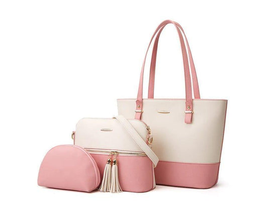 Women's PU Leather Textured Hand Bag Set