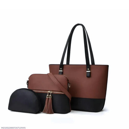 Women's PU Leather Textured Hand Bag Set