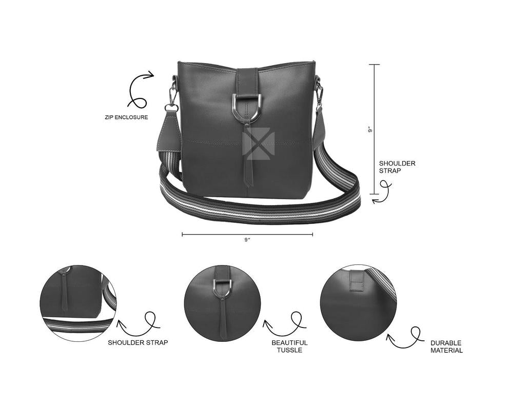 Women's Pu Leather Bob Blue Cross Body Bag