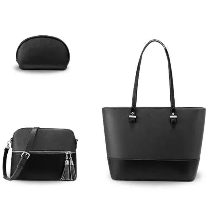 Women's PU Leather Textured Hand Bag Set