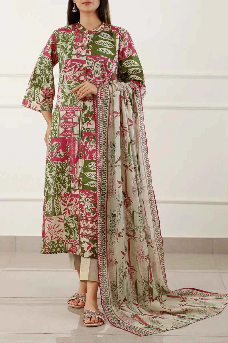 Unstitched Printed Lawn 3 Piece