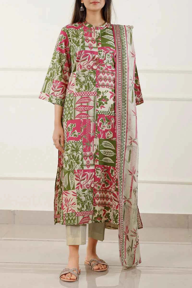 Unstitched Printed Lawn 3 Piece