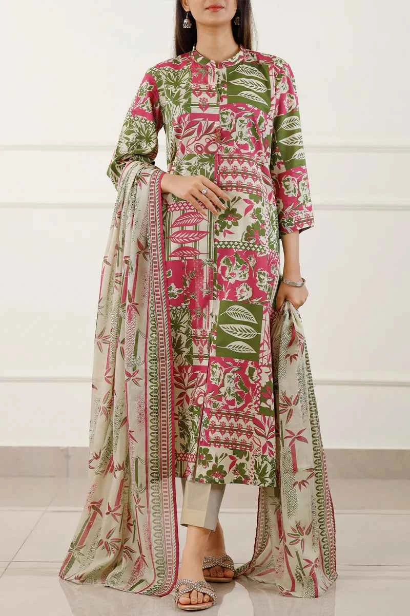 Unstitched Printed Lawn 3 Piece