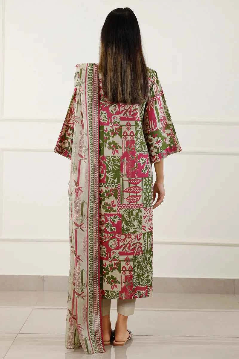 Unstitched Printed Lawn 3 Piece