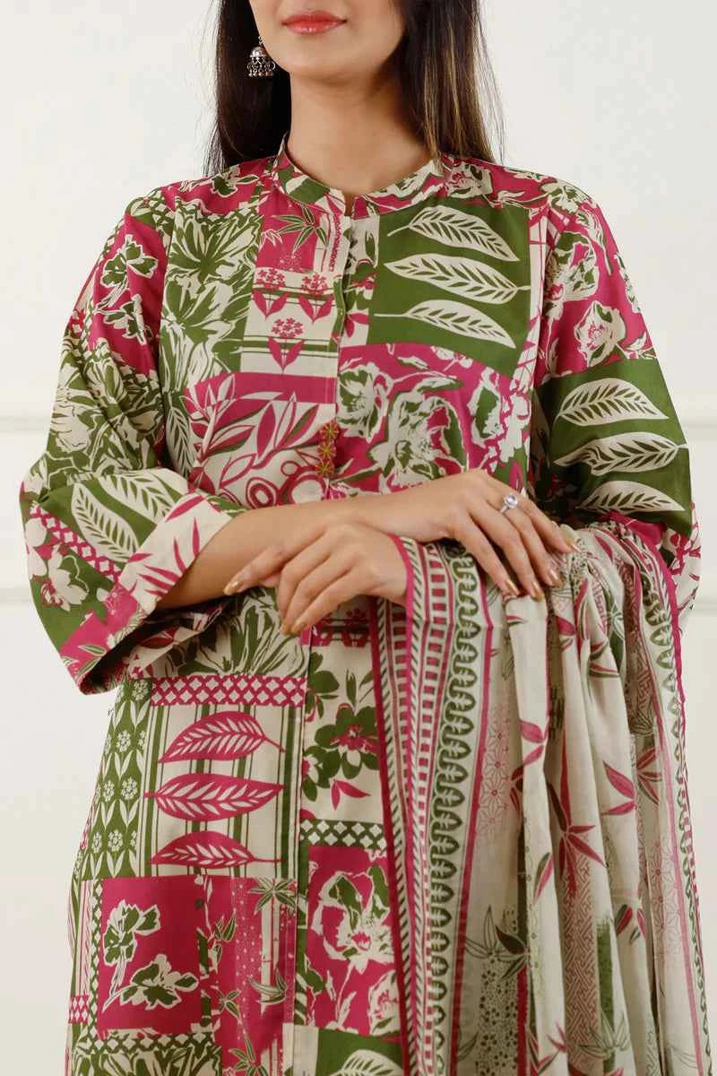 Unstitched Printed Lawn 3 Piece