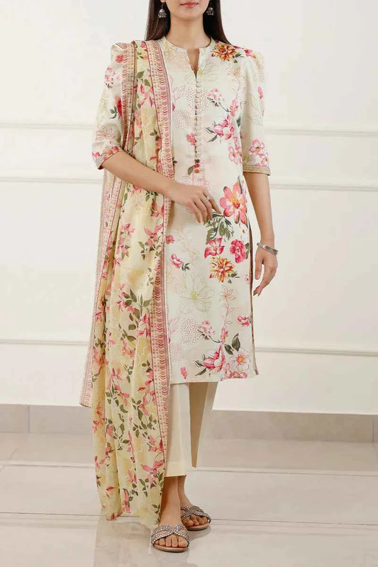 Unstitched Printed Lawn 3 Piece
