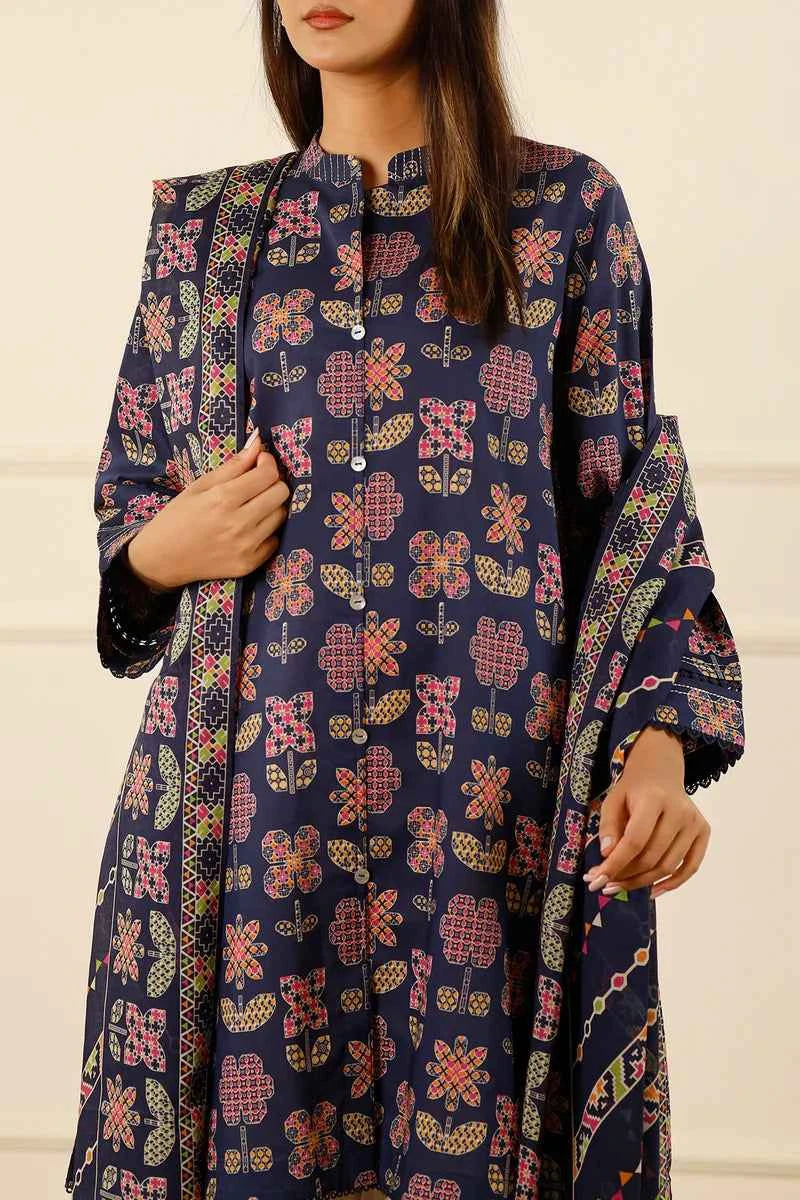 Unstitched Printed Lawn 3 Piece