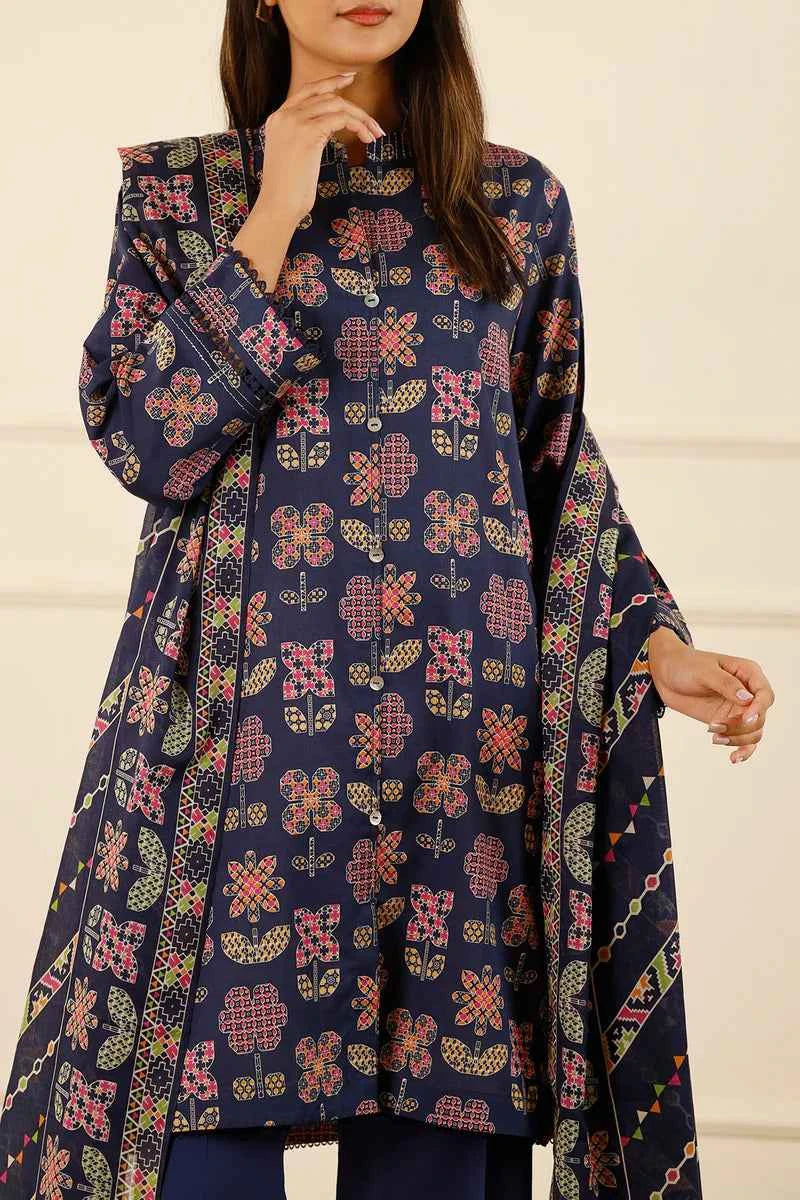Unstitched Printed Lawn 3 Piece