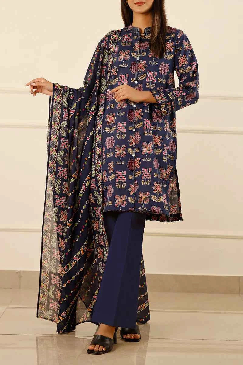 Unstitched Printed Lawn 3 Piece