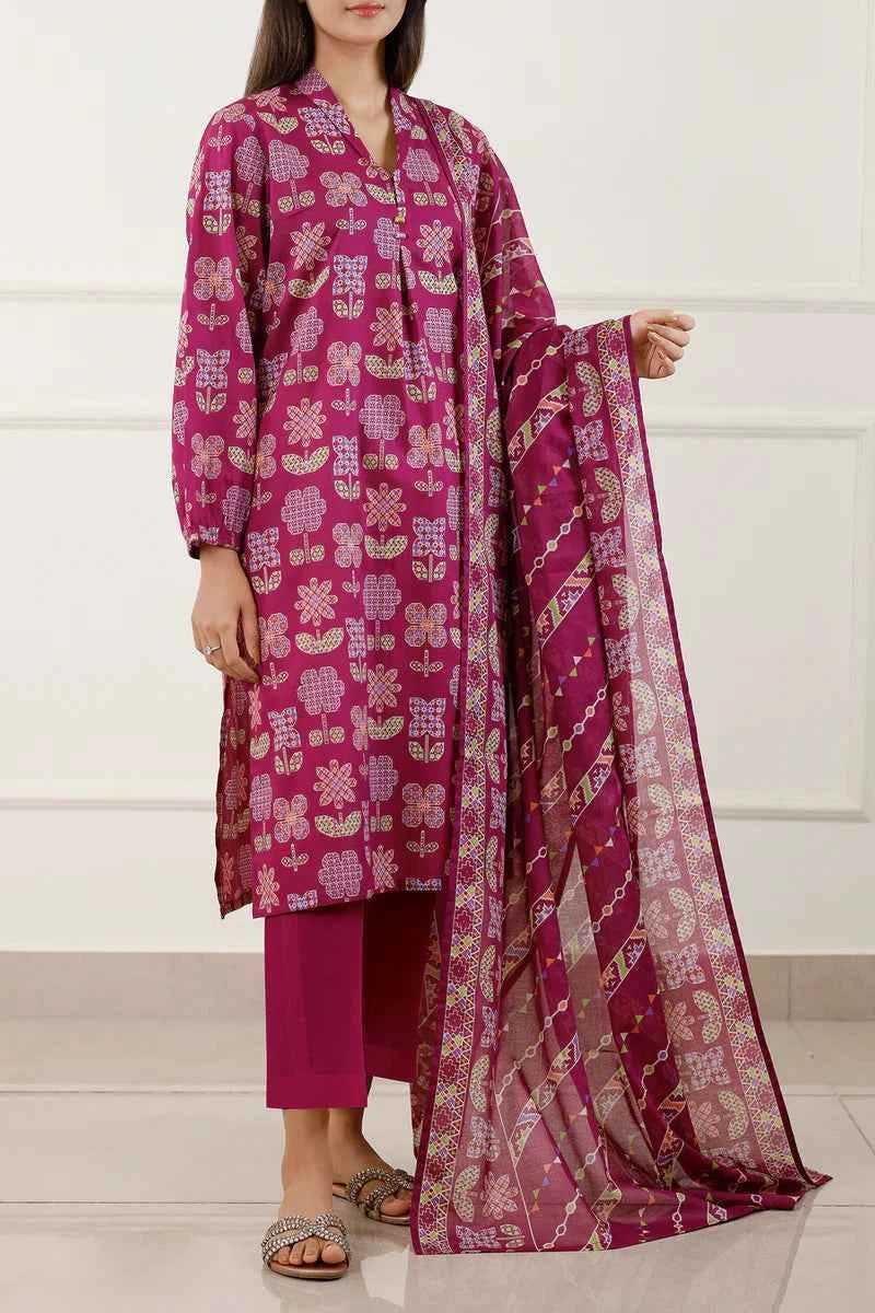 Unstitched Printed Lawn 3 Piece