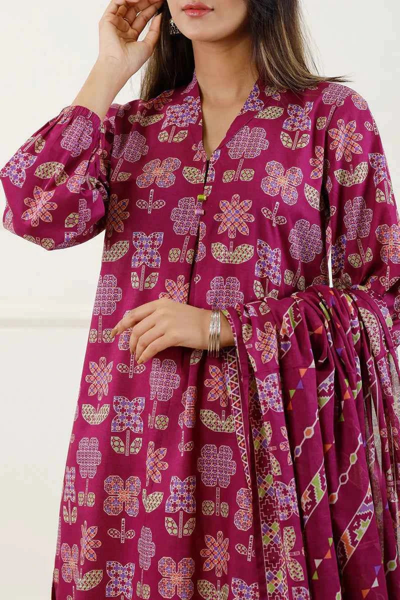 Unstitched Printed Lawn 3 Piece