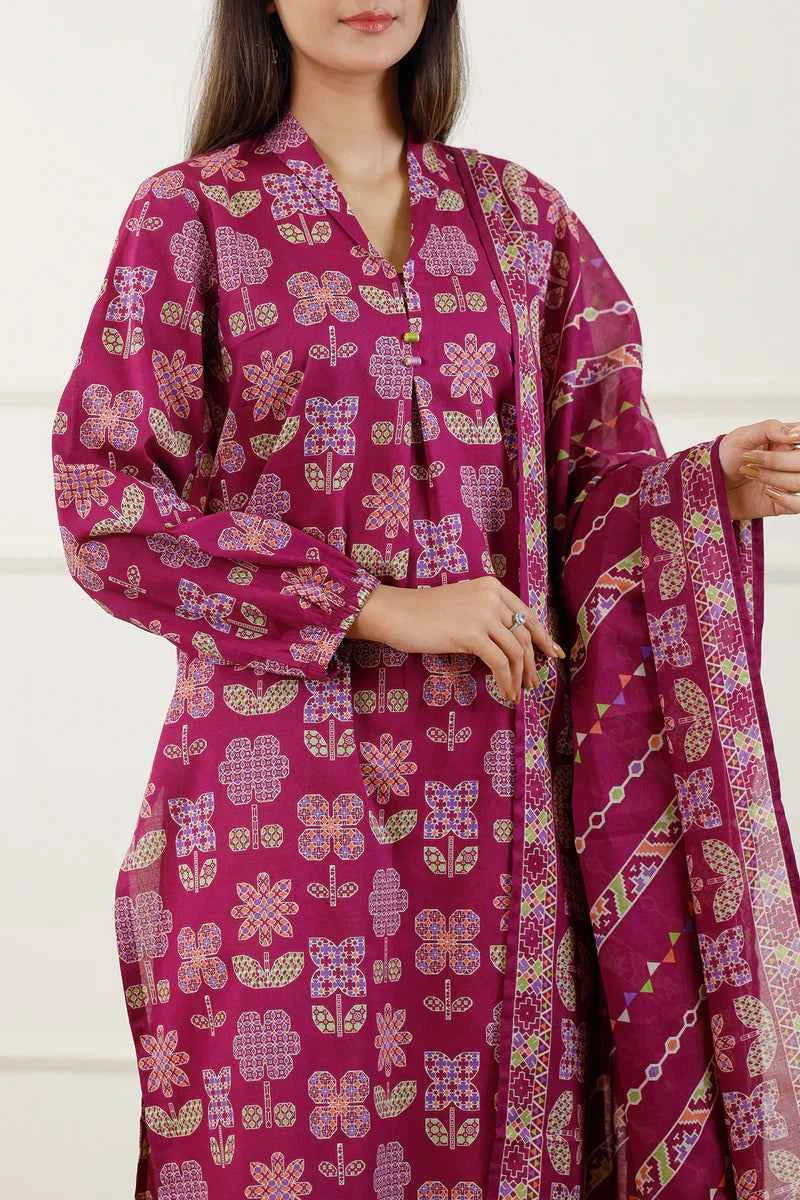Unstitched Printed Lawn 3 Piece