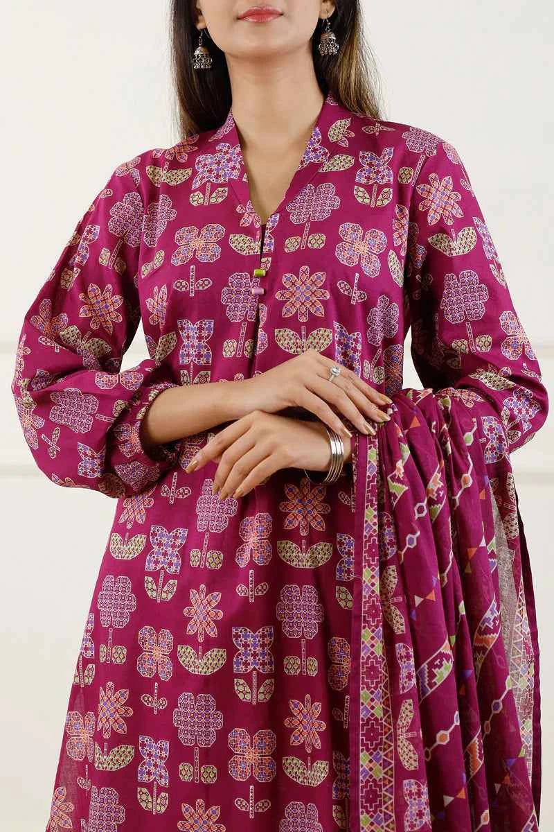 Unstitched Printed Lawn 3 Piece