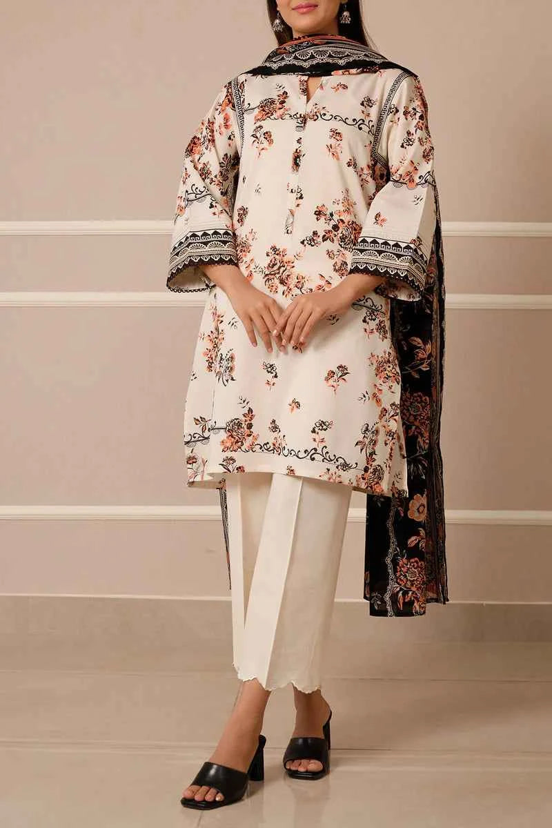 Unstitched Printed Lawn 3 Piece