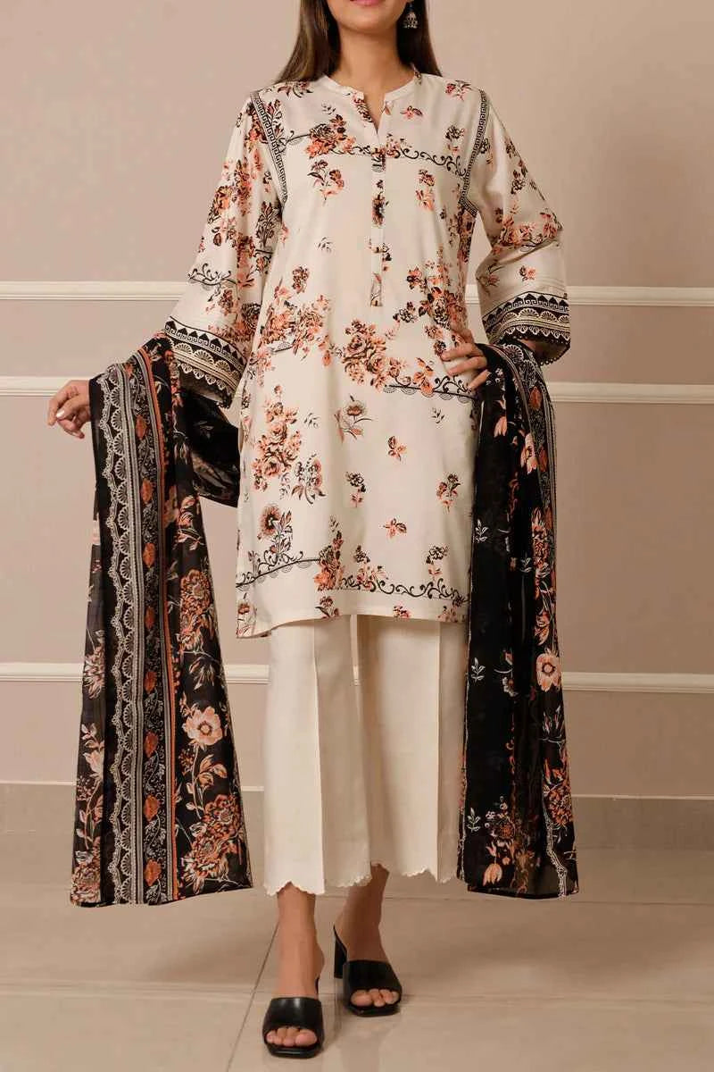 Unstitched Printed Lawn 3 Piece
