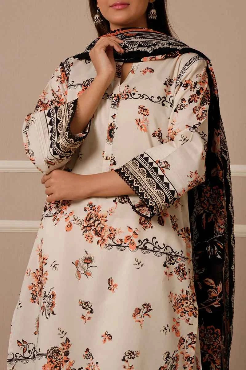 Unstitched Printed Lawn 3 Piece