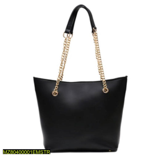 Women's PU Leather Plain Tote Handbag