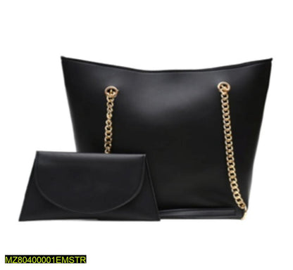 Women's PU Leather Plain Tote Handbag