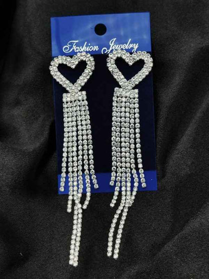 Imported Earrings In Multiple Design | Tarnish-free Diamond-shape, Heart Fringe, Long Heart Fringe, Radiant, Diamond Cascade Design Earrings