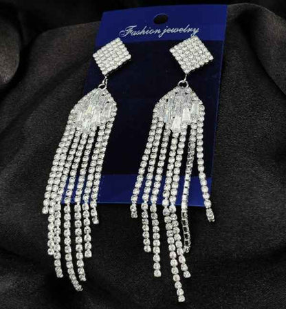 Imported Earrings In Multiple Design | Tarnish-free Diamond-shape, Heart Fringe, Long Heart Fringe, Radiant, Diamond Cascade Design Earrings