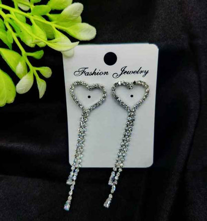 Imported Heart Drop Long Earrings – Tarnish-free Sparkle For Every Occasion