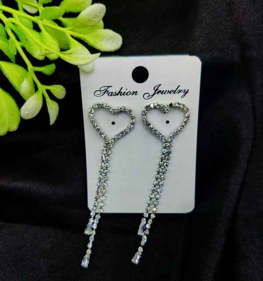 Imported Heart Drop Long Earrings – Tarnish-free Sparkle For Every Occasion